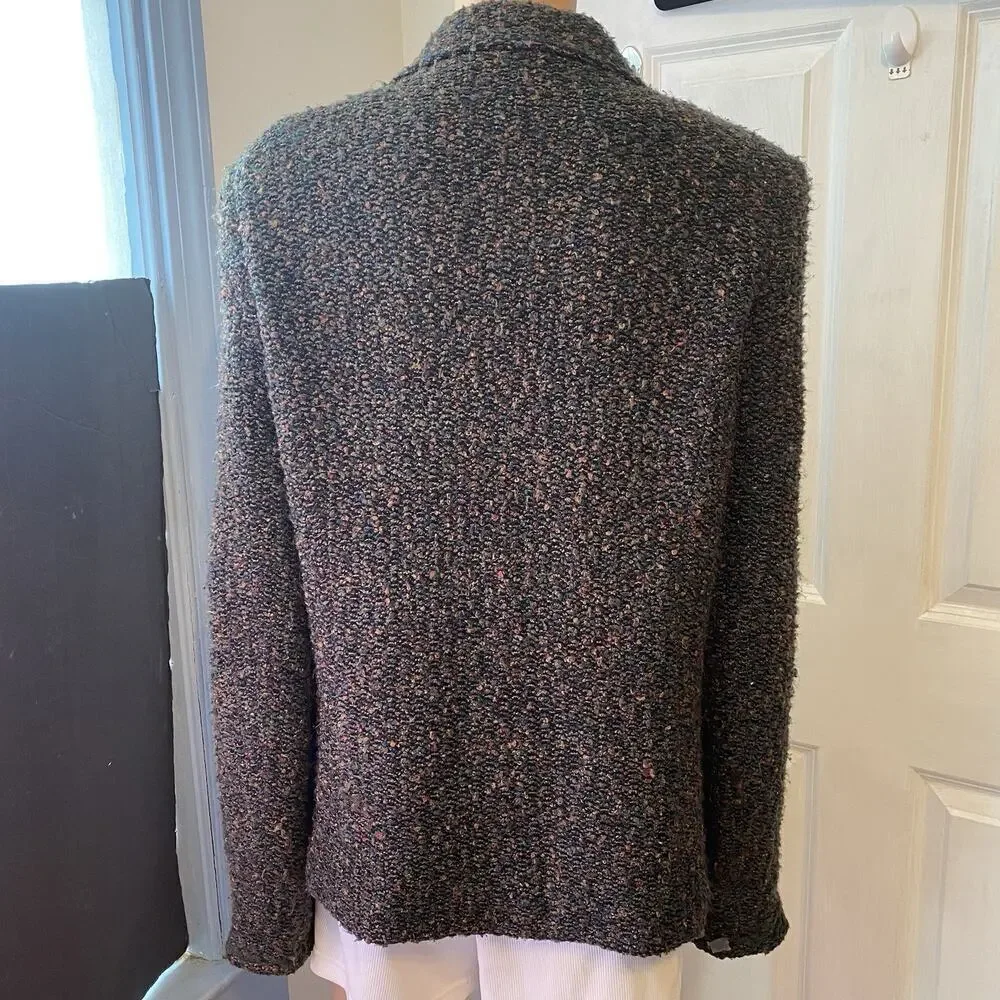 Sag Harbor Vintage Multicolor Tweed Style Blazer Jacket Women 12 Academia Preppy